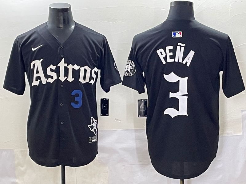 Men 2025 Houston Astros #3 Pena Black Five generations Joint Name Nike MLB Jersey style 8